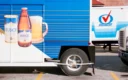 Beer and milk delivery trucks
