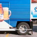 Beer and milk delivery trucks